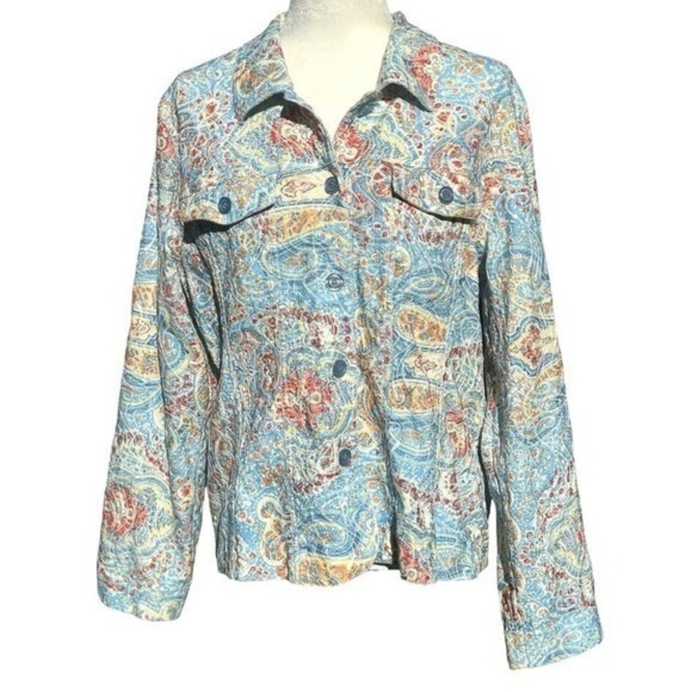 Joni B. Boho Floral Paisley Embroidered Jacket XL Art To Wear Western‎ Textured